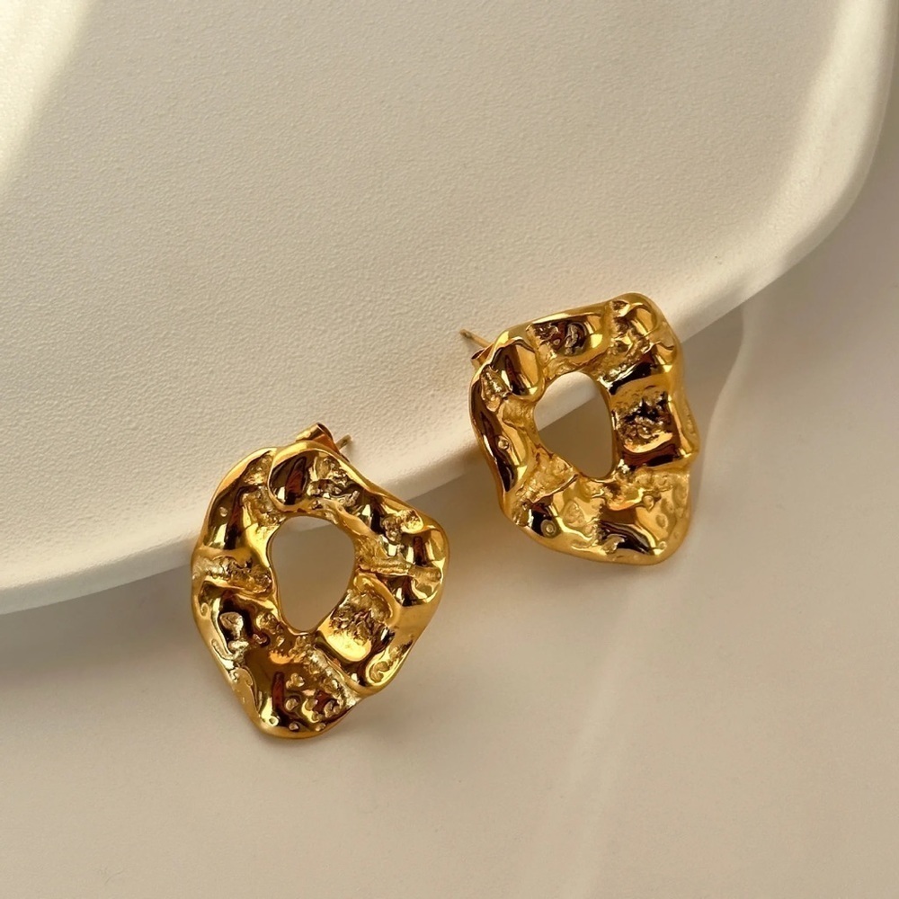 18K Gold Plated *Irregular Texture* Stud Earrings